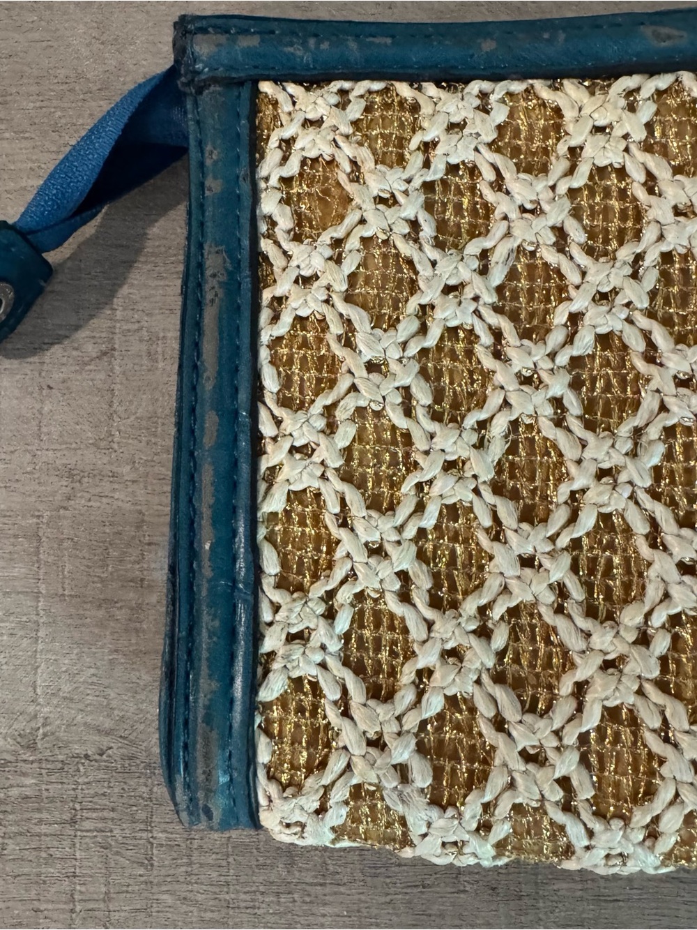 Galian New York aqua+ Gold Woven Raffia Clutch Wristlet | NWT / As-Is - Picture 3 of 12